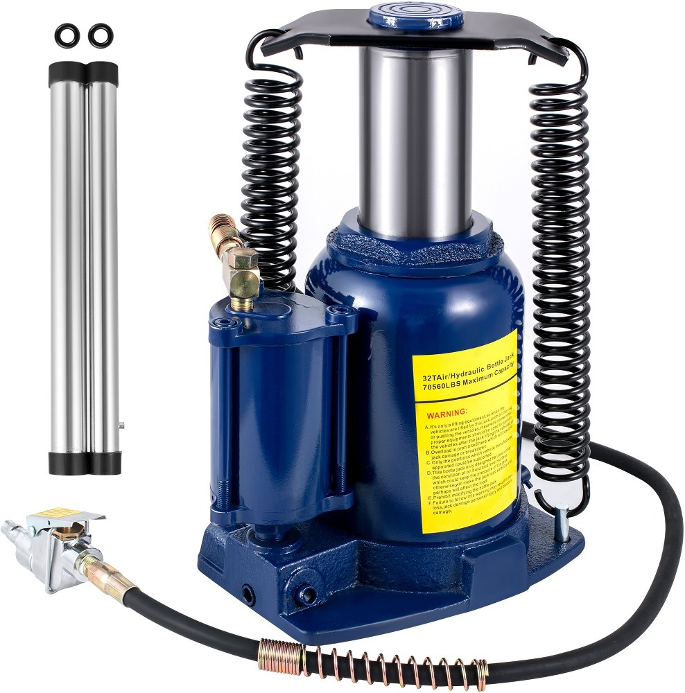 Blue 32-Ton Steel Air/Hydraulic Bottle jack