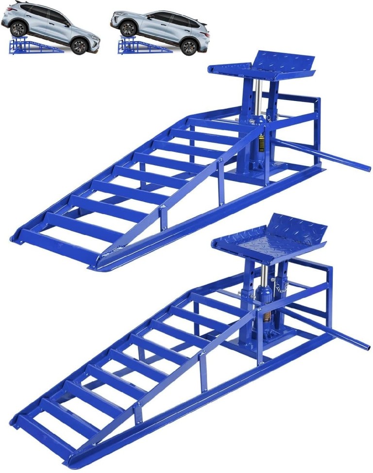 Red Hydraulic Car Ramps 5T 11000lbs Low Pro-File Car Lift Service Ramps