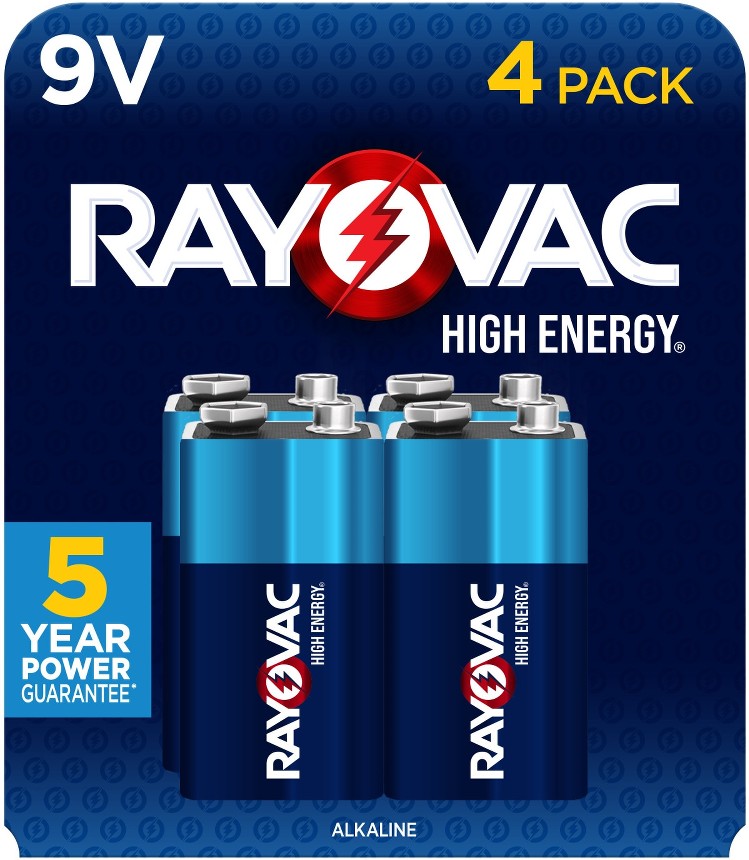 High Energy Alkaline 9-Volt Batteries 4 -Pack