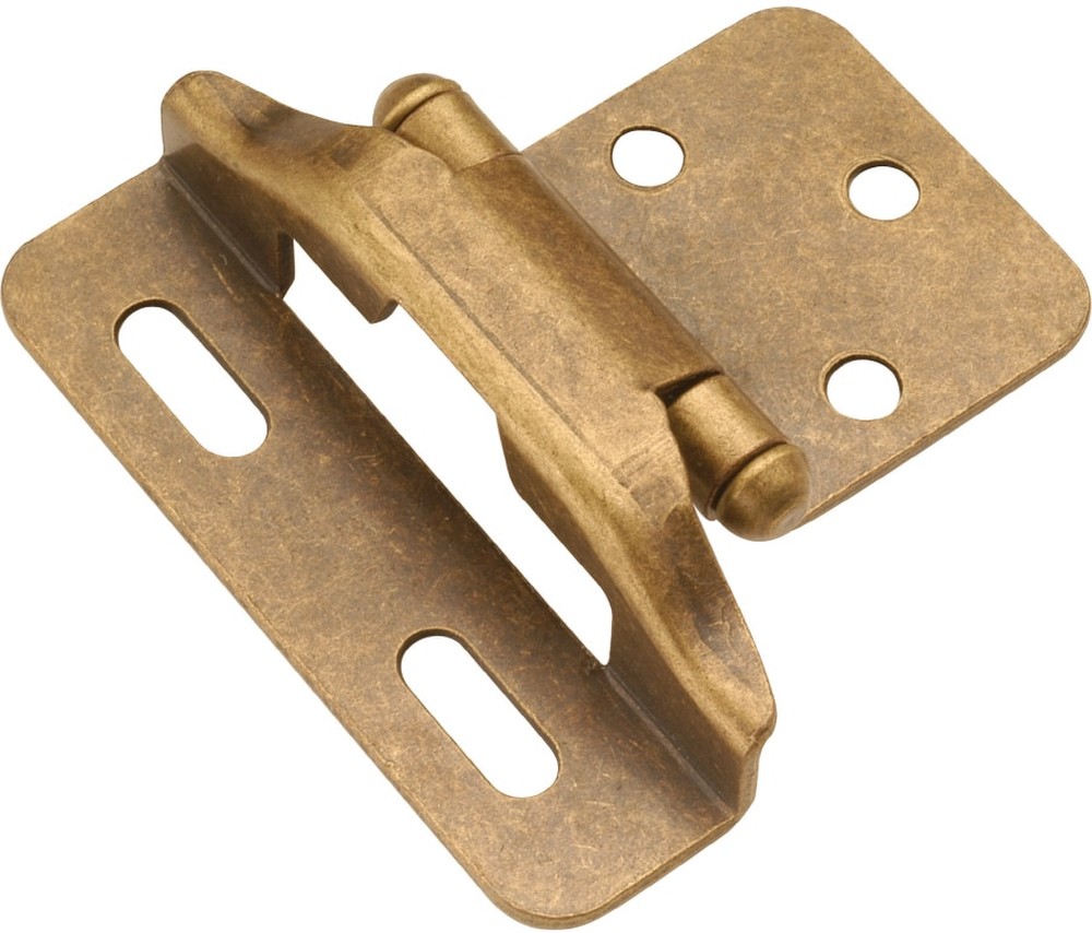 170-Degree 1/4-in Overlay Semi-wrap Semi-concealed Self-Closing Antique Brass Cabinet Hinge , 1 Pairs ( 2 -Pieces)