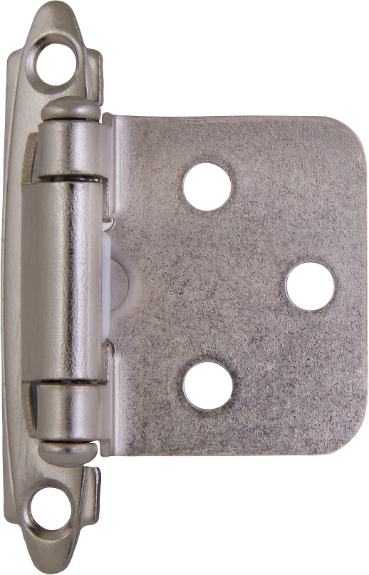 180-Degree Adjustable Overlay Semi-concealed Self-Closing Satin Nickel Cabinet Hinge , 10 Pairs ( 20 -Pieces)