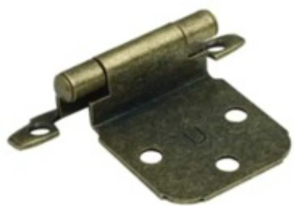 110-Degree Half Overlay Surface Self-Closing Soft-Close Antique Brass Cabinet Hinge, 1 Pair(s) 2 -Pieces