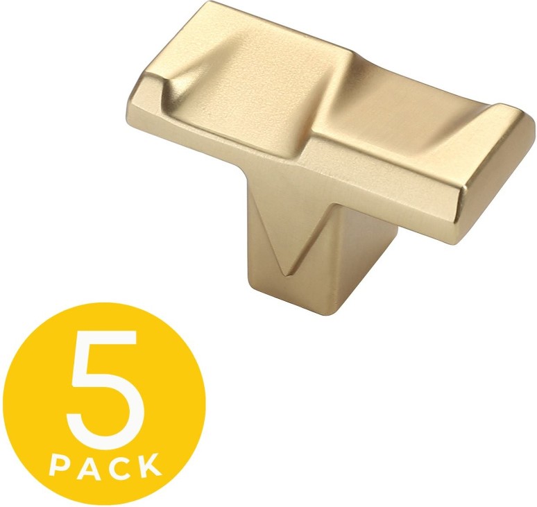 Geiger 1-in Gold Rectangular Modern Cabinet Knob 5 -Pack
