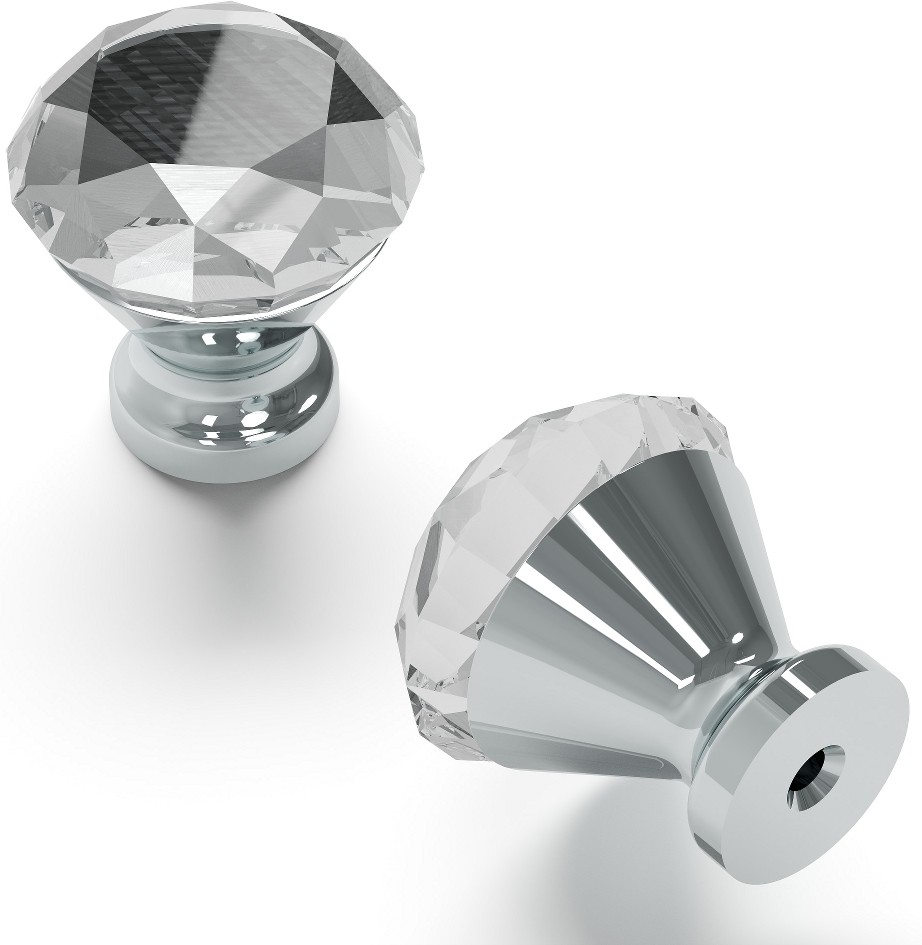 Crystal Palace 1-1/4-in Glass with Chrome Round Contemporary Cabinet Knob