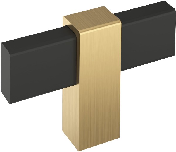 Mulino 2-3/8-in Matte Black/Champagne Bronze Bar Contemporary Cabinet Knob