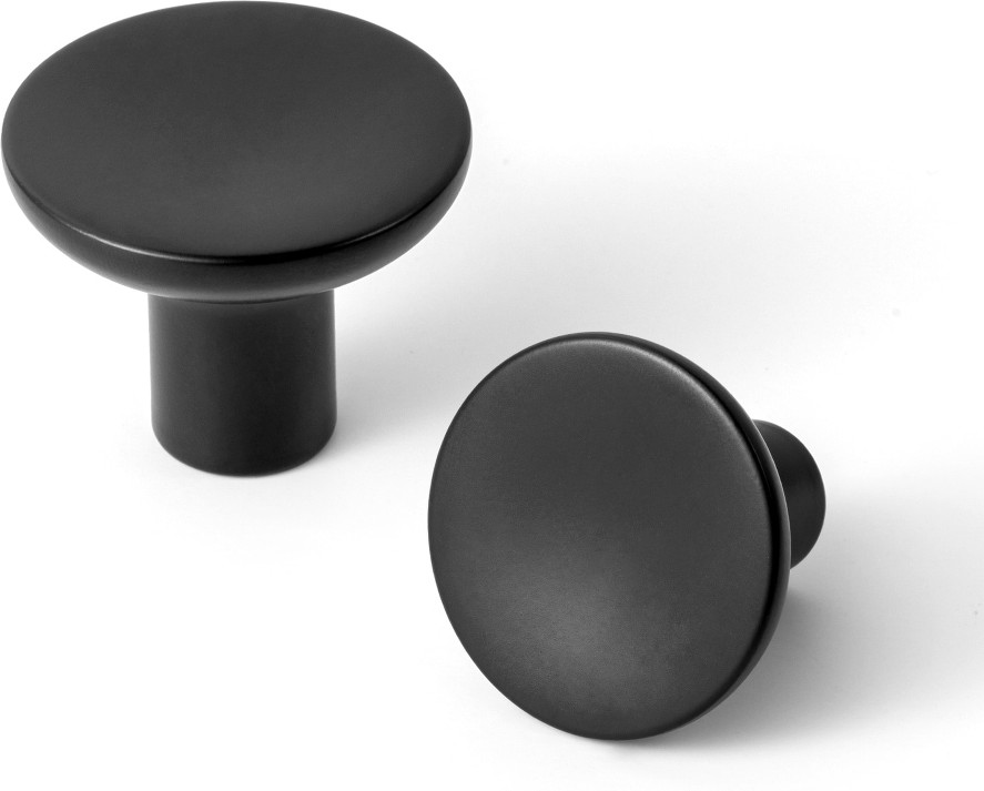 1-2/5-in Matte Black Mushroom Modern Cabinet Knob 6 -Pack