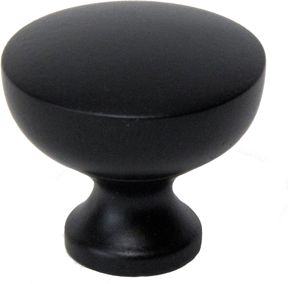 Knob 1-1/8-in Black Round Modern Cabinet Knob