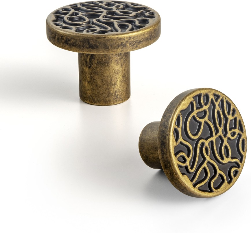 1-2/5-in Antique Brass Mushroom Classic Cabinet Knob 6 -Pack