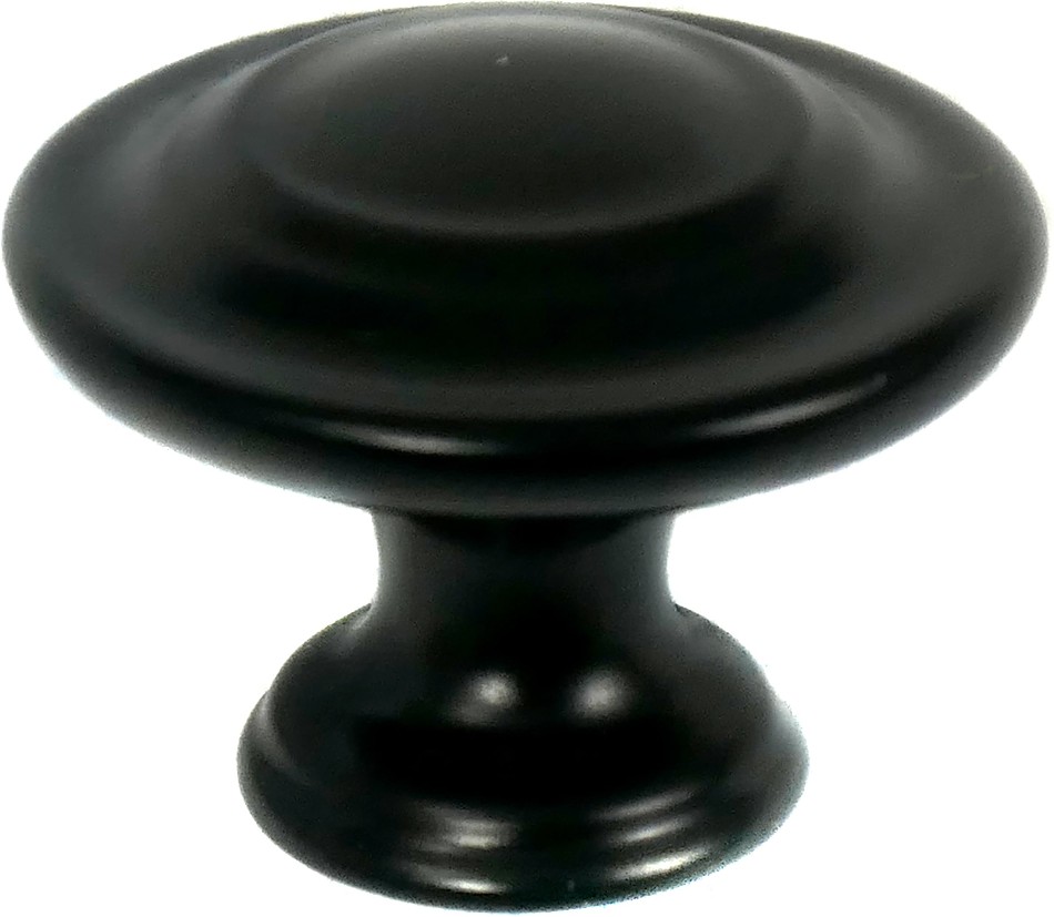 Nantucket 1-3/8-in Matte Black Round Transitional Cabinet Knob