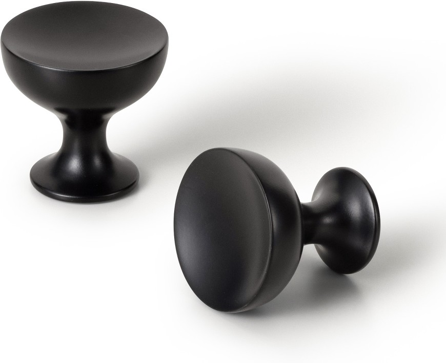 1-1/4-in Matte Black Mushroom Modern Cabinet Knob 6 -Pack