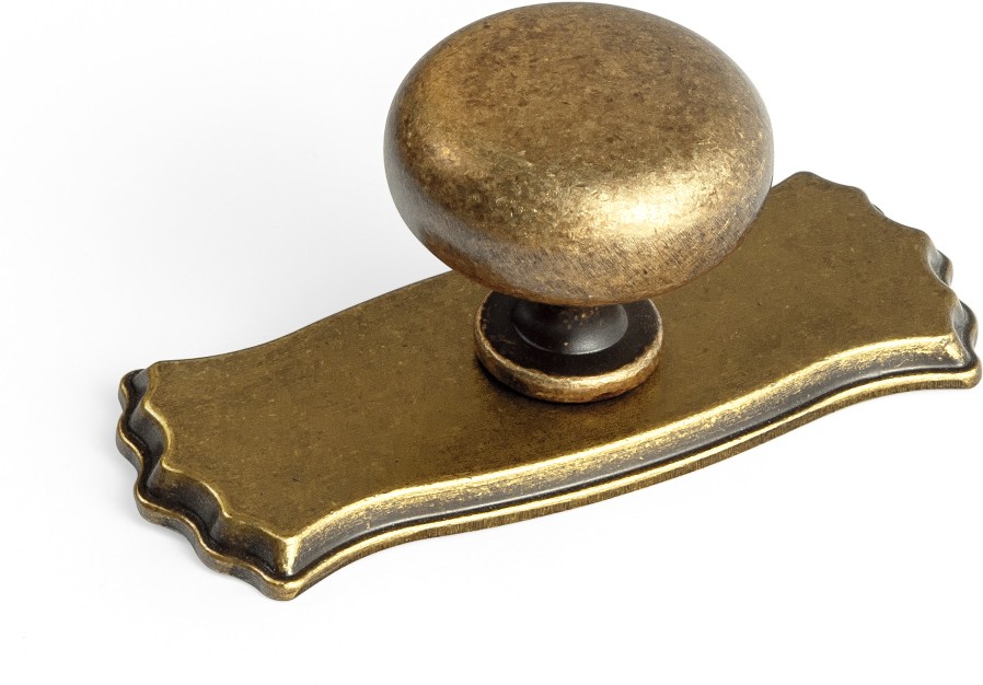 1-9/64-in Antique Brass Round Classic Cabinet Knob 6 -Pack
