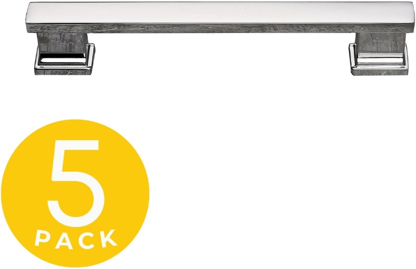 Hexa 5-in , 128mm Center to Center Polished Chrome Rectangular Bar Appliance Drawer Pulls 5 -Pack
