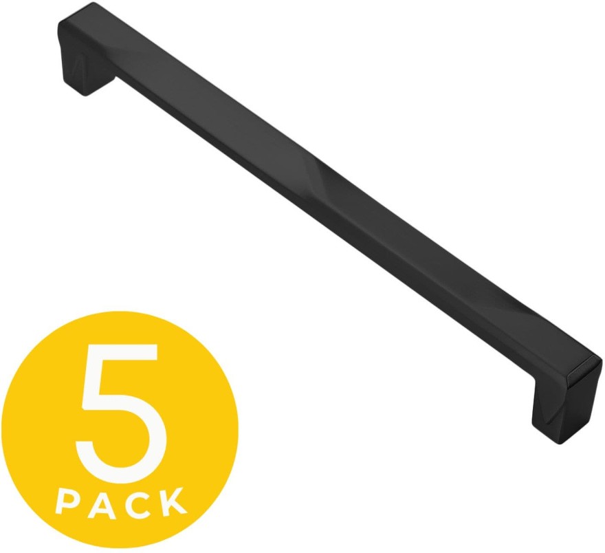 Geiger 7-1/2-in , 192mm Center to Center Black Rectangular Bar Drawer Pulls 5 -Pack