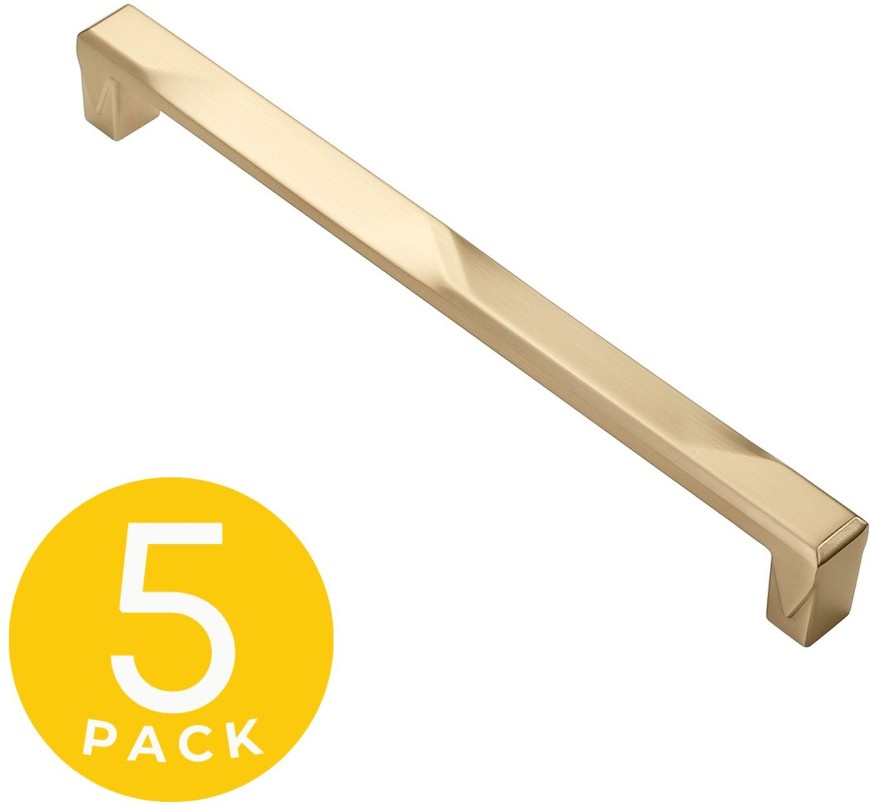 Geiger 7-1/2-in , 192mm Center to Center Gold Rectangular Bar Drawer Pulls 5 -Pack
