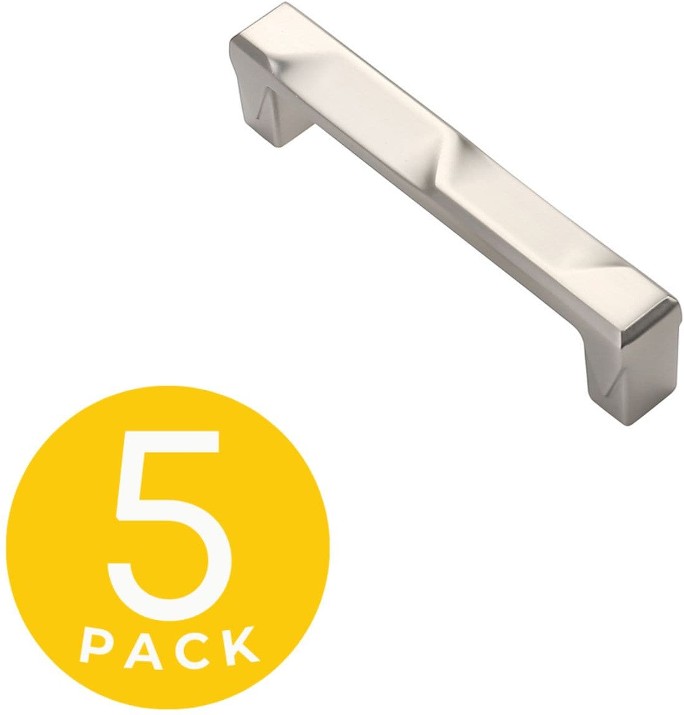 Geiger 3-3/4-in , 96mm Center to Center Satin Nickel Rectangular Bar Drawer Pulls 5 -Pack
