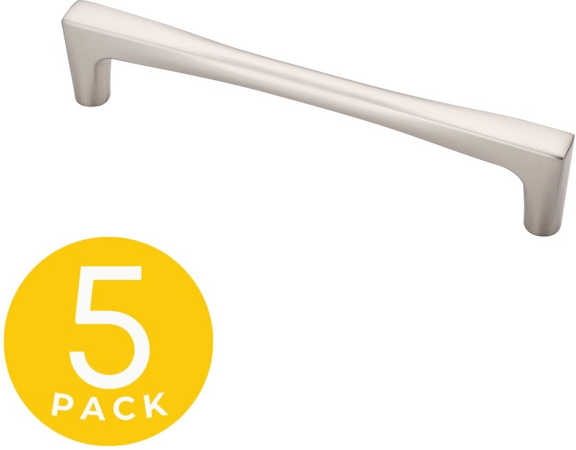 Comet 5-in , 128mm Center to Center Satin Nickel Rectangular Bar Drawer Pulls 5 -Pack