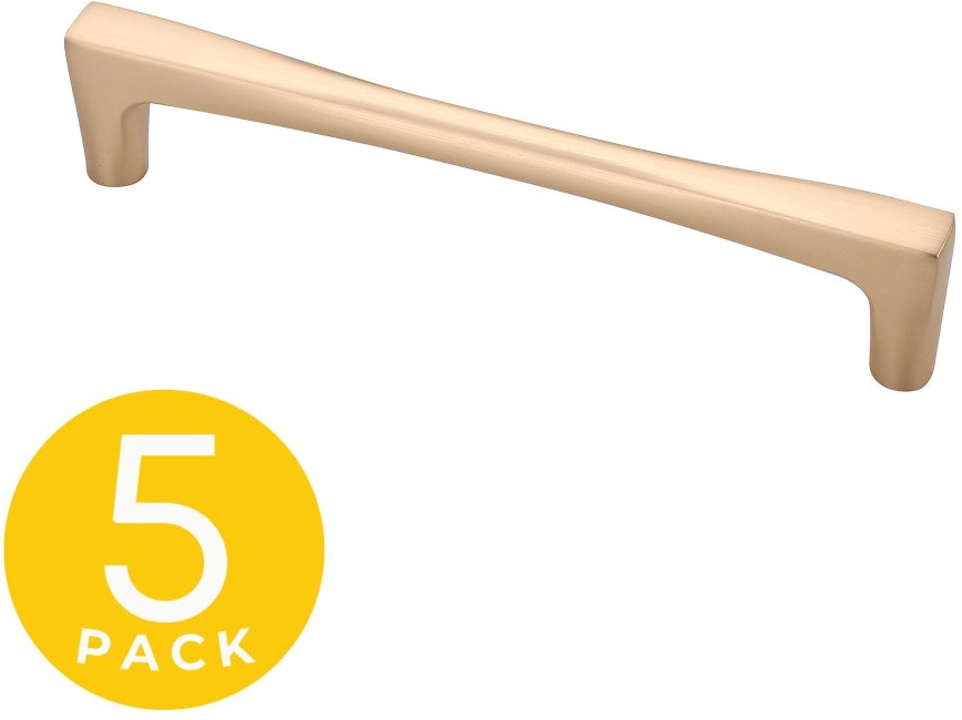 Comet 5-in , 128mm Center to Center Gold Rectangular Bar Drawer Pulls 5 -Pack