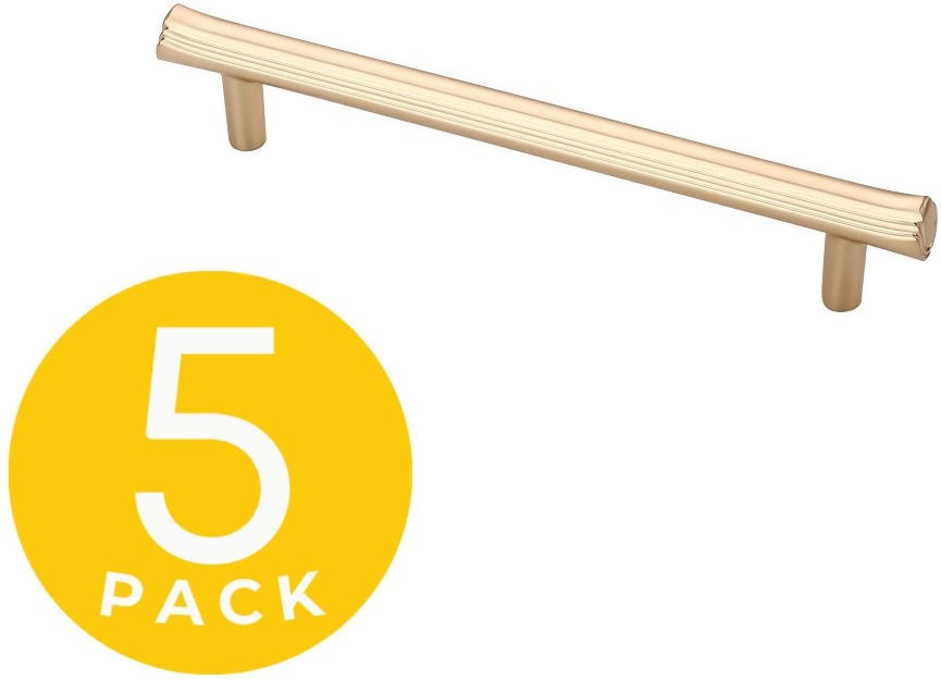 Eclipse 5-in , 128mm Center to Center Gold Rectangular Bar Drawer Pulls 5 -Pack