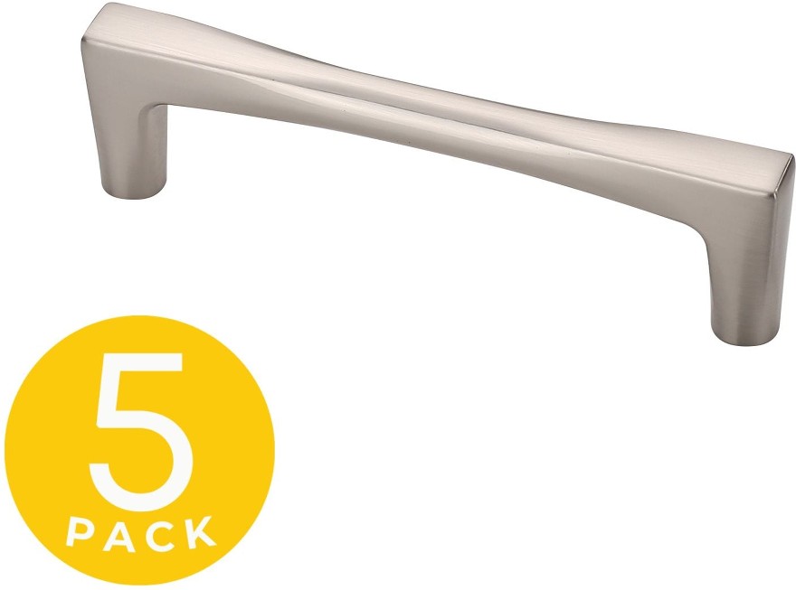 Comet 3-3/4-in , 96mm Center to Center Satin Nickel Rectangular Bar Drawer Pulls 5 -Pack
