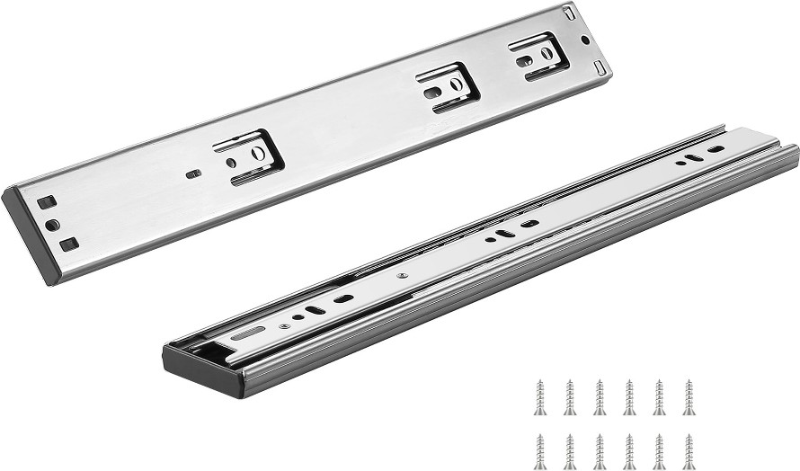 15.87-in Full extension Soft Close Self-Closing Side Mount 100-lb Load Capacity Heavy Duty Silver Drawer Slide 10 -Pair 10 -Pieces