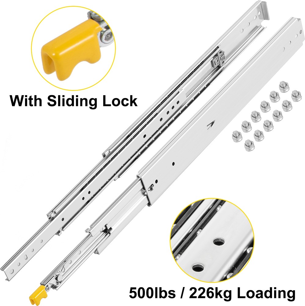 60-in Full extension Side Mount Ball bearing 500-lb Load Capacity Heavy Duty White Drawer Slide 1 -Pair