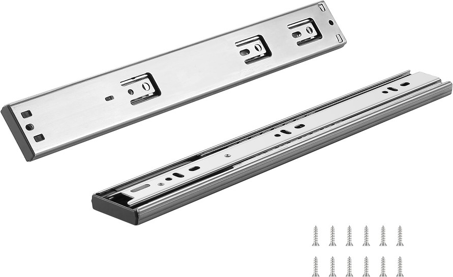 15.87-in Full extension Soft Close Self-Closing Side Mount 100-lb Load Capacity Heavy Duty Silver Drawer Slide 6 -Pair 6 -Pieces