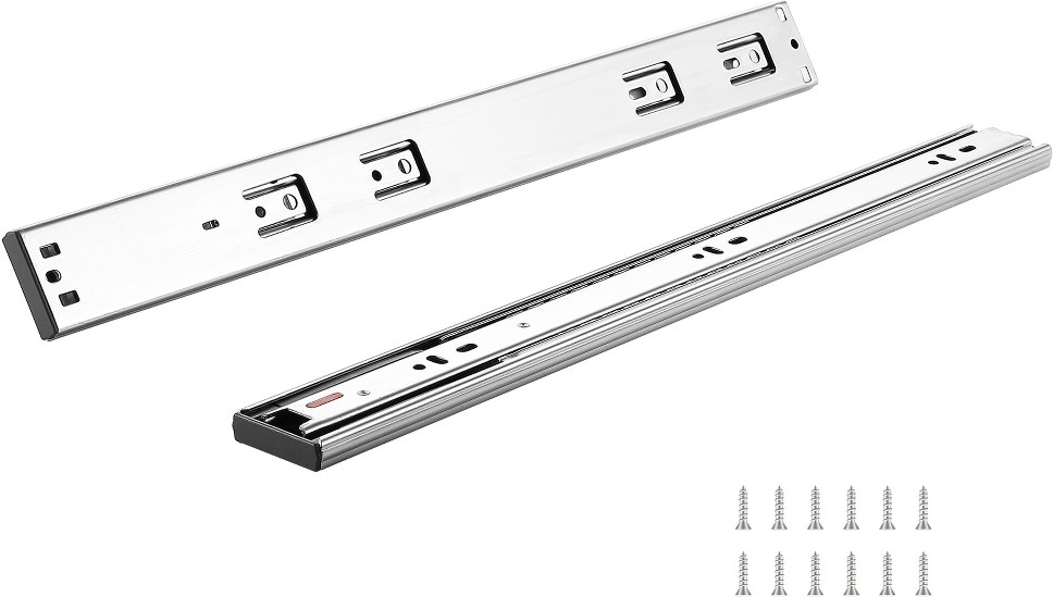 19.8-in Full extension Soft Close Self-Closing Side Mount 100-lb Load Capacity Heavy Duty Silver Drawer Slide 6 -Pair 6 -Pieces