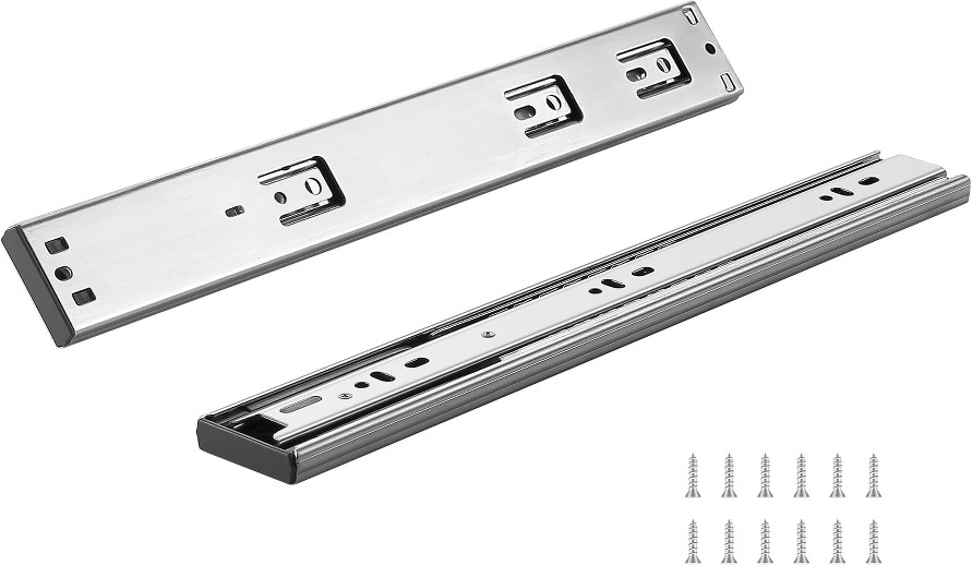 13.9-in Full extension Soft Close Self-Closing Side Mount 100-lb Load Capacity Heavy Duty Silver Drawer Slide 10 -Pair 10 -Pieces