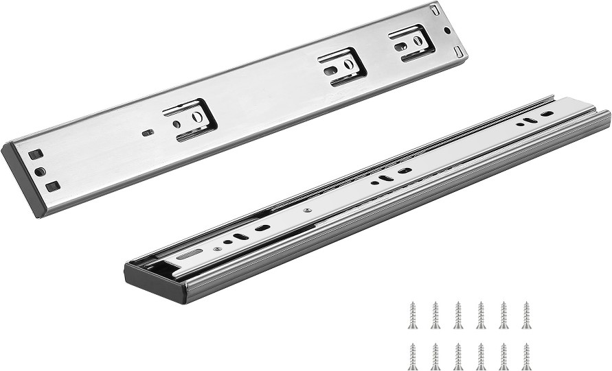 13.9-in Full extension Soft Close Self-Closing Side Mount 100-lb Load Capacity Heavy Duty Silver Drawer Slide 6 -Pair 6 -Pieces