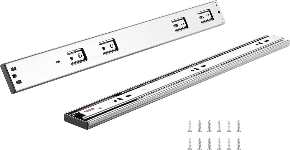 17.87-in Full extension Soft Close Self-Closing Side Mount 100-lb Load Capacity Heavy Duty Silver Drawer Slide 6 -Pair 6 -Pieces