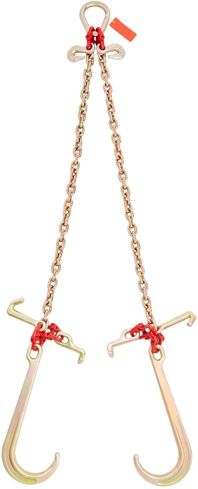 9620 lbs V-Chain Bridle 5/16inch x 3ft G80 Tow Chain with RTJ Cluster Hooks Manganese Steel