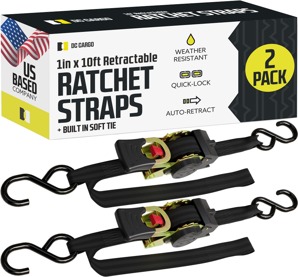 1-in x 10-ft Retractable Tie Down with S-hook 1200-lb Break Strength