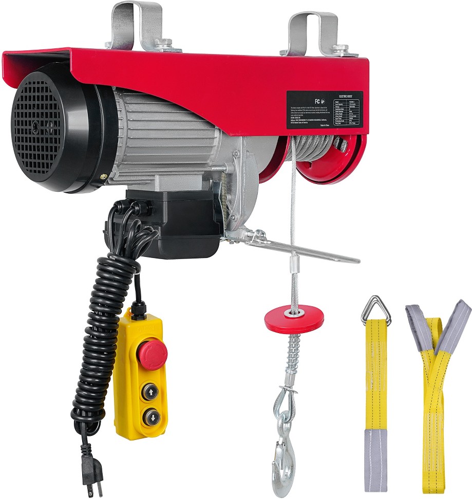 Electric Hoist. 440 lbs with 14 ft. Corded Control. 110 volt electric hoist winch 40 ft. single cable lift height