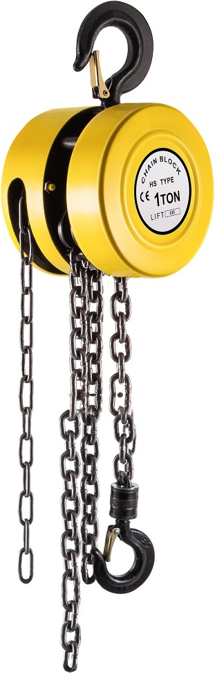 Hand Chain Hoist 2200 lbs (1 Ton) Capacity 20 ft (6 m) Lift Manual Chain Block Industrial-Grade Steel Construction for Transport and Workshop