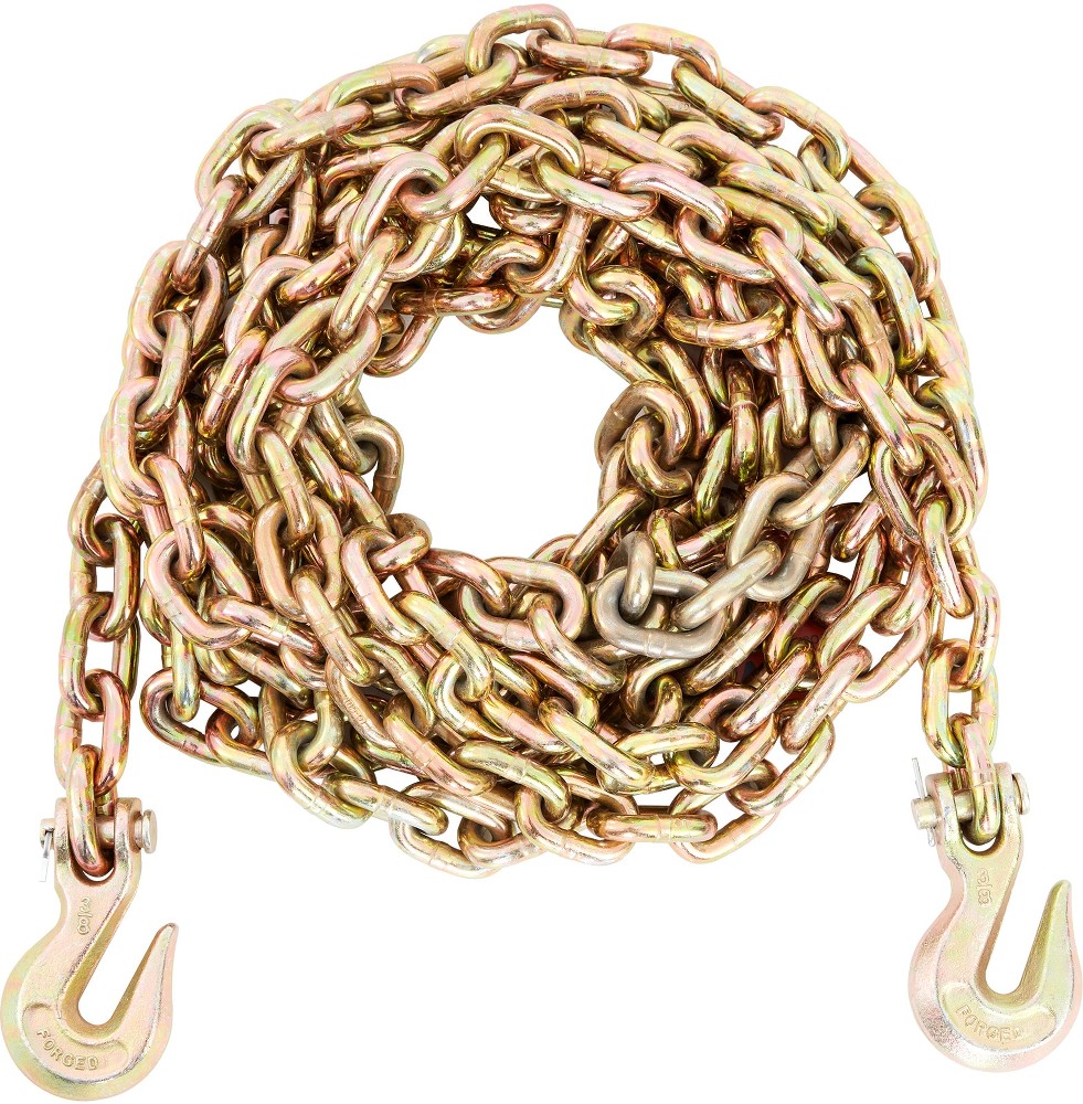 7100 lbs Binder Chain 3/8 inch x 20ft G80 Tow Chain Galvanized Manganese Steel Alloy Grab Hooks Heavy Duty for Dock Factory and Construction Use