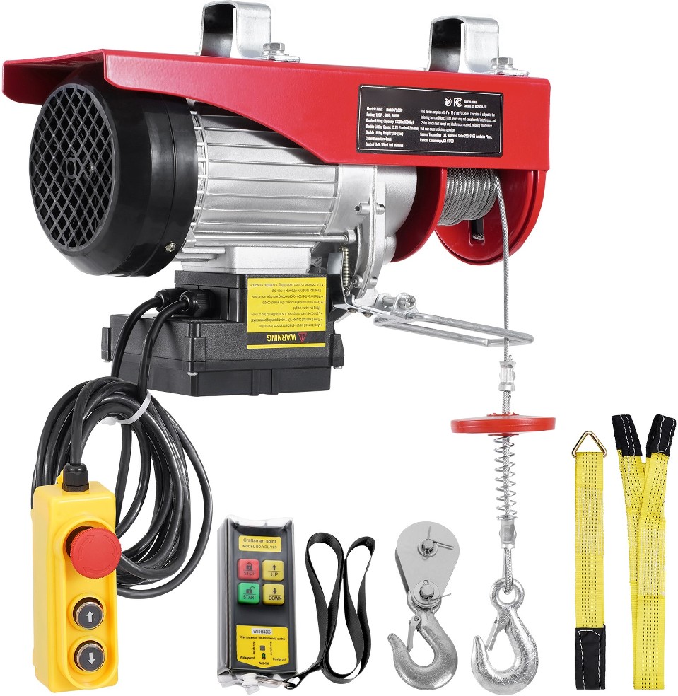Electric Hoist. 1320 lbs Capacity. 120V Motor with 328 ft Wireless and 14 ft Wired Remote Control