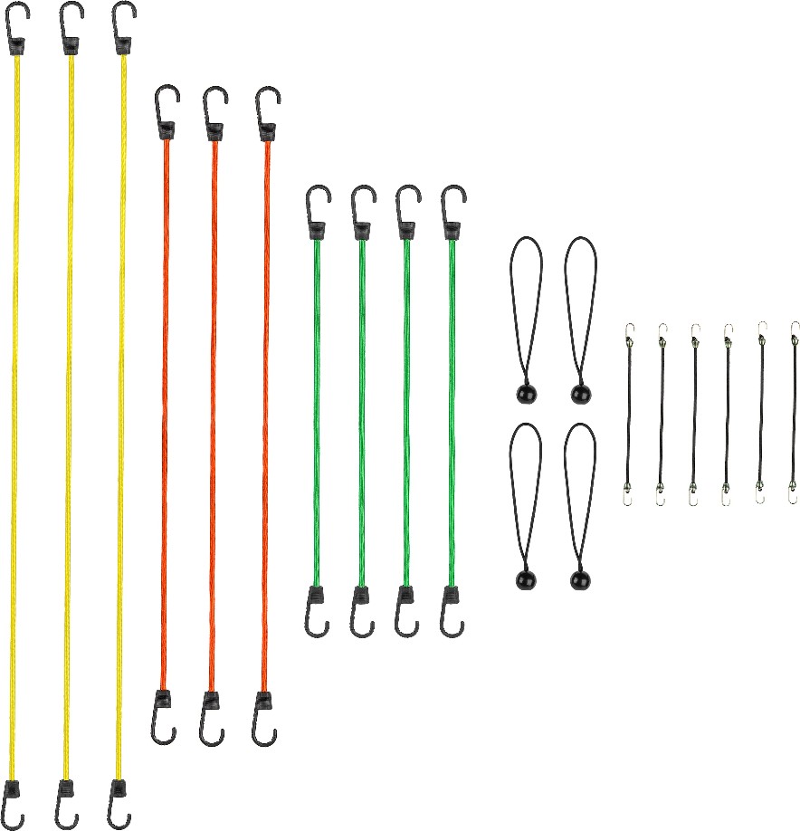 Assorted Length Bungee Cord with Hooks 20 -Pack