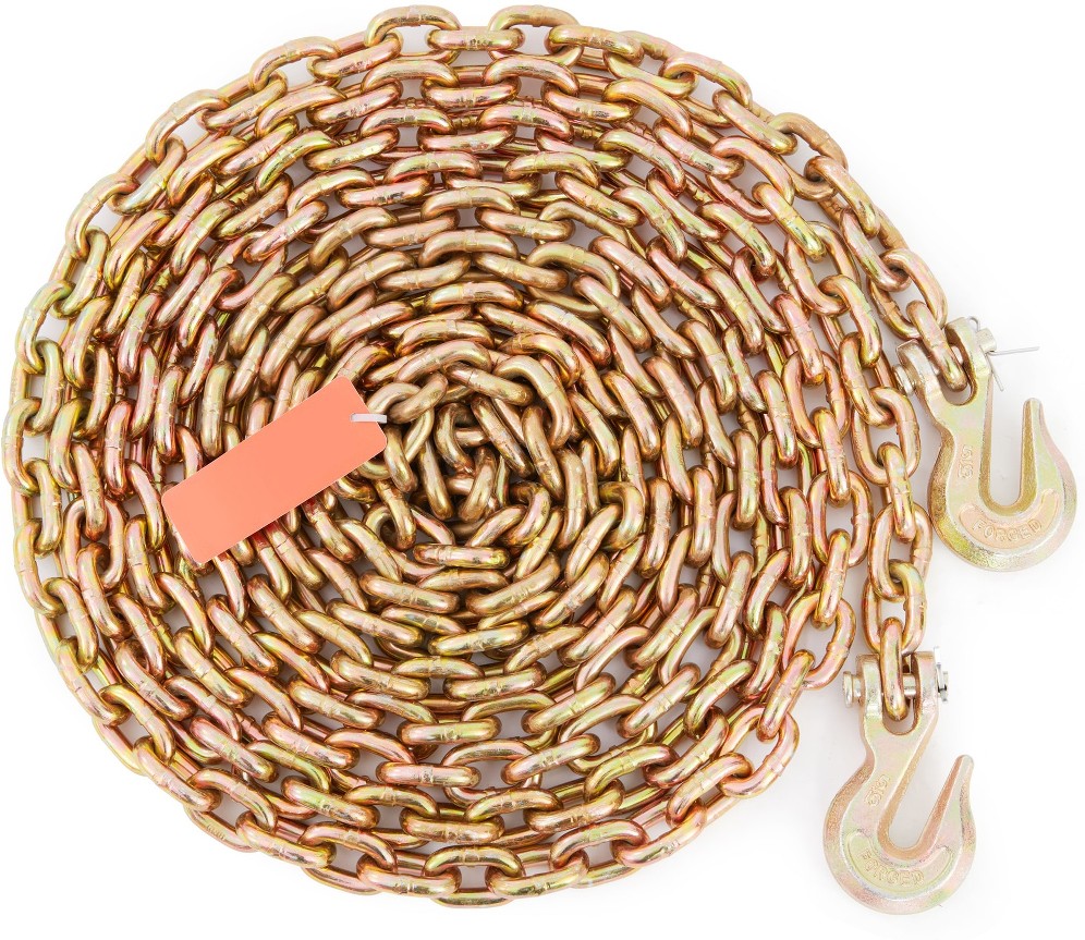 5/16 inch x 20ft G80 Binder Chain 4900 lbs Load Capacity Tow Chain with Alloy Steel Grab Hooks