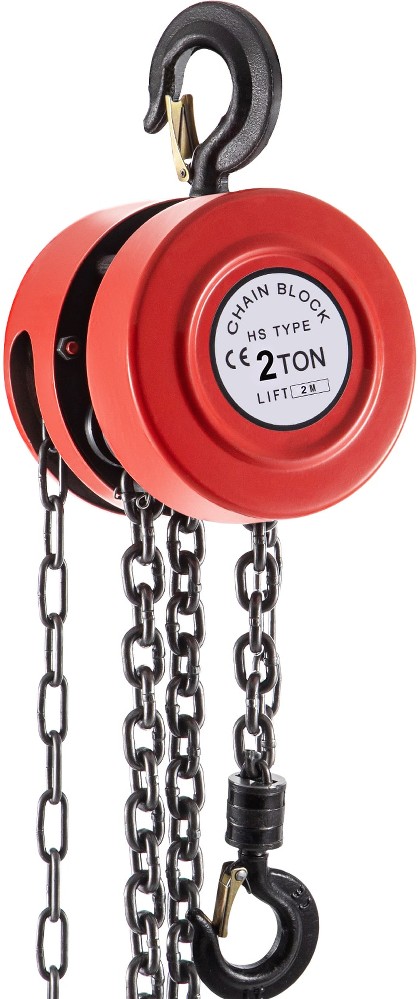 Hand Chain Hoist, 4400 Lbs /2 Ton Capacity Chain Block, 7ft/2m Lift Manual Hand Chain Block, Red