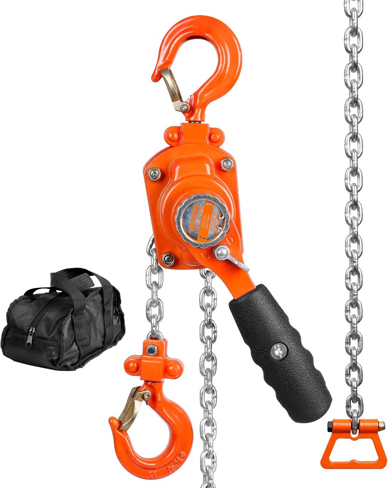 Manual Lever Chain Hoist, 1/4 Ton 550 Lbs Capacity 10 Ft Come Along