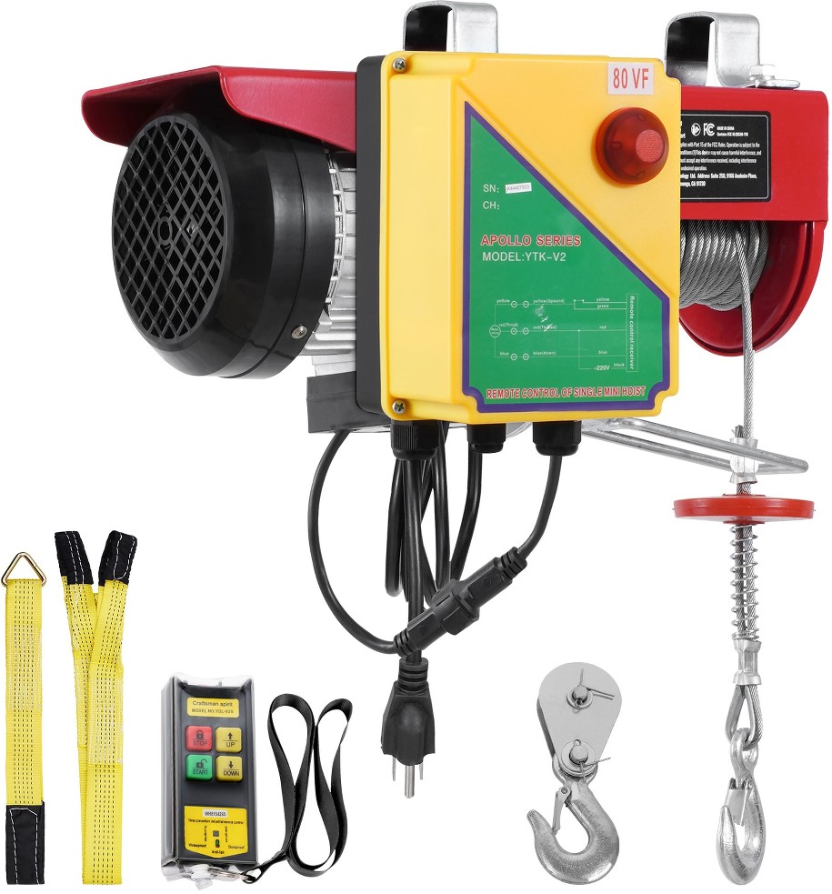 Electric Hoist. 1760 lbs Capacity. 120V Winch with 328 ft Wireless Remote Control