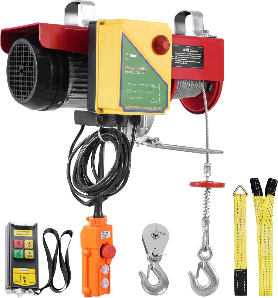 Electric Hoist. 2200 lbs Capacity. 120V Motor with 328 ft Wireless and 14 ft Wired Remote Control
