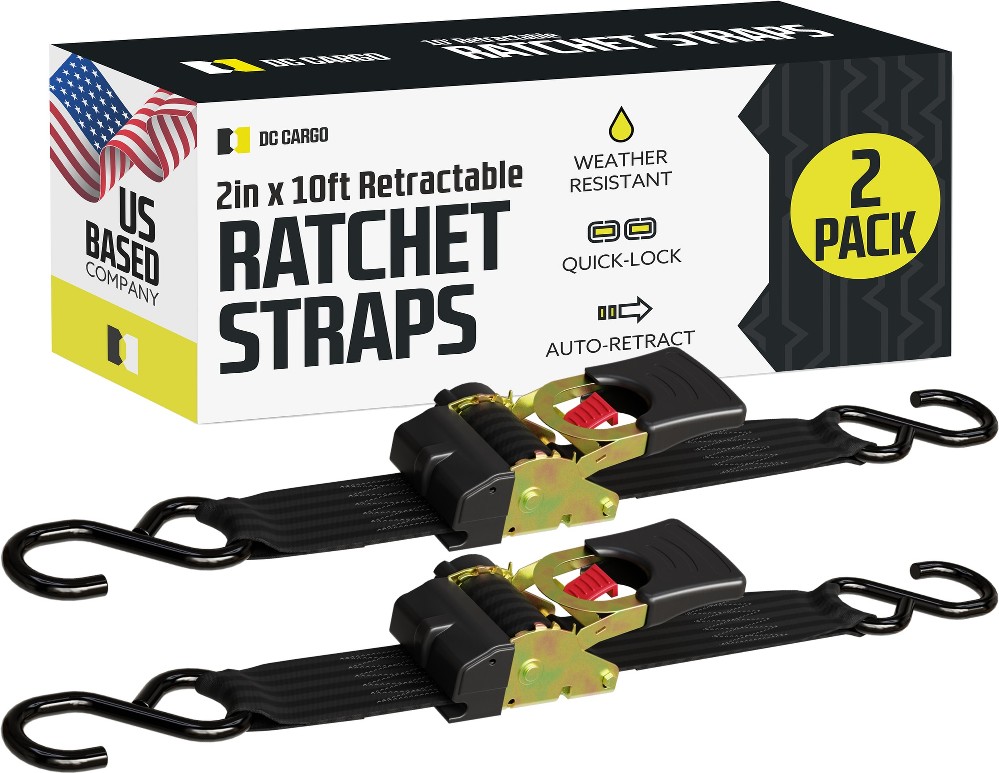 2-in x 10-ft Retractable Tie Down with S-hook 3300-lb Break Strength