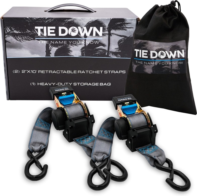 2-in x 10-ft Retractable Ratchet Strap with S-Hook 3000-lb Break Strength 2 -Pack
