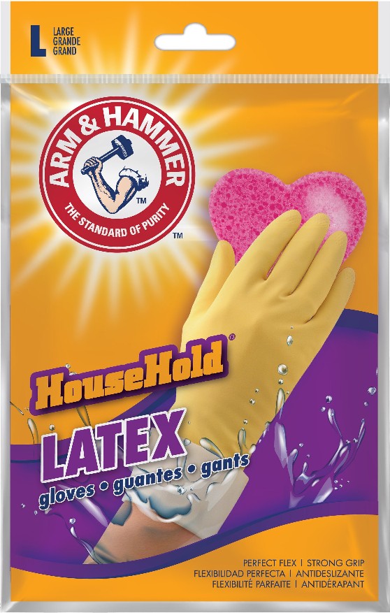 Large Embossed -Grip Latex Reusable cleaning gloves 1 -Pairs