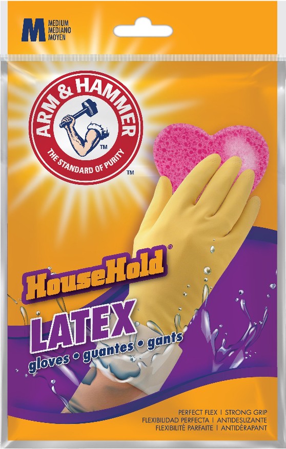 Medium Embossed -Grip Latex Reusable cleaning gloves 1 -Pairs