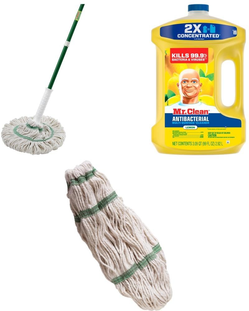 Twist Wet Mop, Mr. Clean Lemon All Purpose Cleaner, and Refill