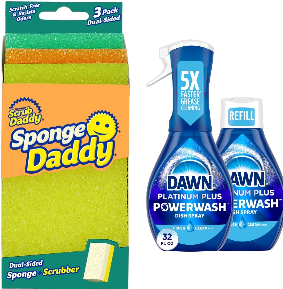 Speed Clean Duo - Dawn Powerwash Starter Kit and Sponge Daddy Sponge Scouring Pad