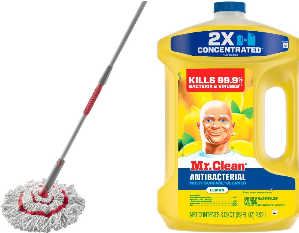Twist Wet Mop and Mr. Clean Lemon All Purpose Cleaner