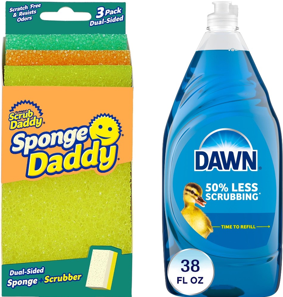 Scrub Clean Kit - Dawn 38 fl-oz Dish Soap and Sponge Daddy Sponge Scouring Pad